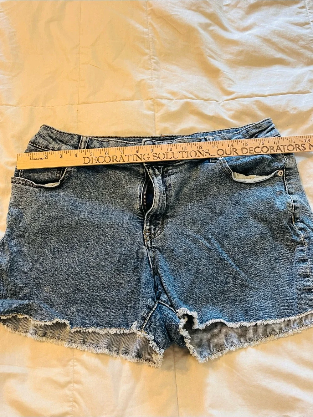 Maurices Light Blue Denim Frayed Hem Jean Shorts